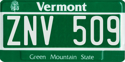 VT license plate ZNV509