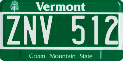 VT license plate ZNV512