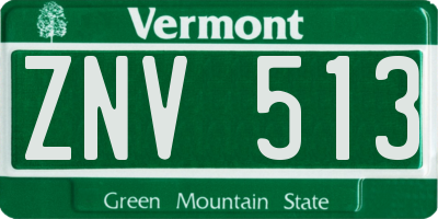 VT license plate ZNV513