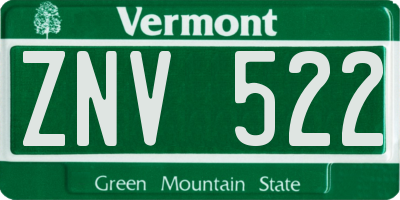 VT license plate ZNV522