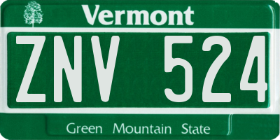 VT license plate ZNV524