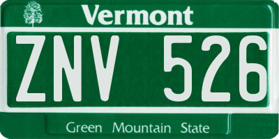VT license plate ZNV526