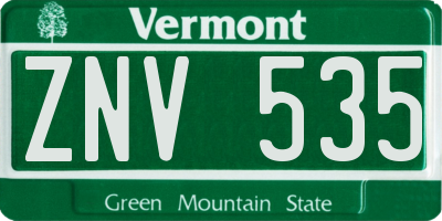 VT license plate ZNV535