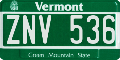 VT license plate ZNV536