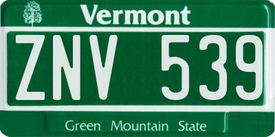 VT license plate ZNV539