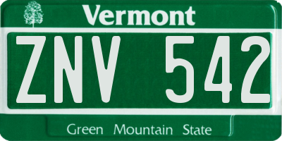 VT license plate ZNV542