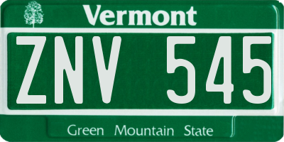 VT license plate ZNV545