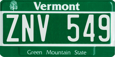 VT license plate ZNV549
