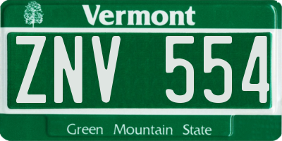 VT license plate ZNV554