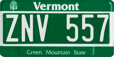 VT license plate ZNV557