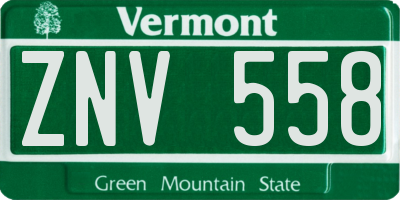 VT license plate ZNV558