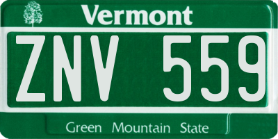 VT license plate ZNV559