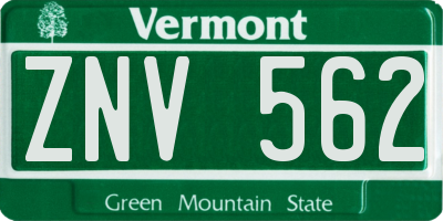 VT license plate ZNV562