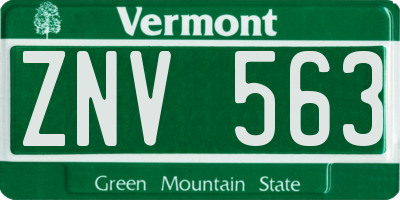 VT license plate ZNV563