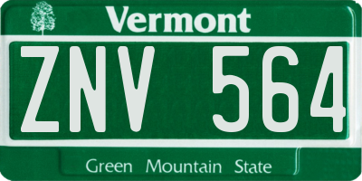 VT license plate ZNV564