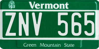 VT license plate ZNV565