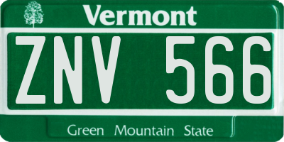 VT license plate ZNV566