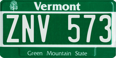 VT license plate ZNV573