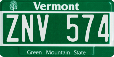VT license plate ZNV574