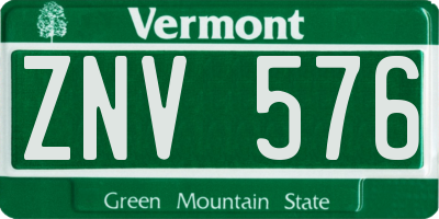 VT license plate ZNV576