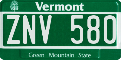 VT license plate ZNV580