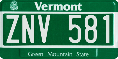 VT license plate ZNV581