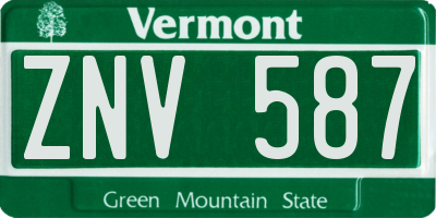 VT license plate ZNV587