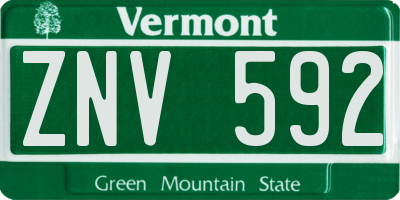 VT license plate ZNV592