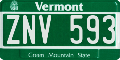 VT license plate ZNV593