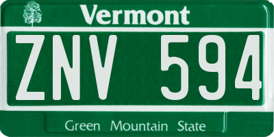 VT license plate ZNV594