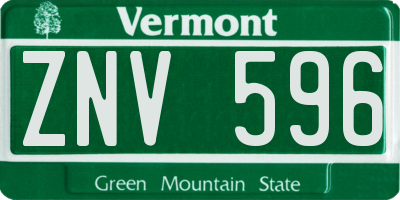 VT license plate ZNV596