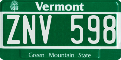 VT license plate ZNV598