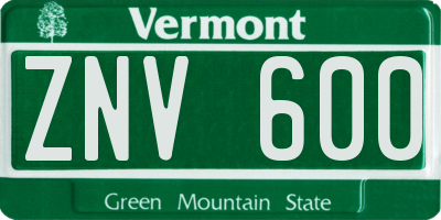 VT license plate ZNV600