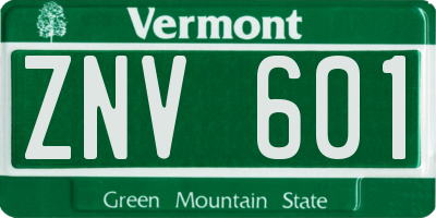 VT license plate ZNV601