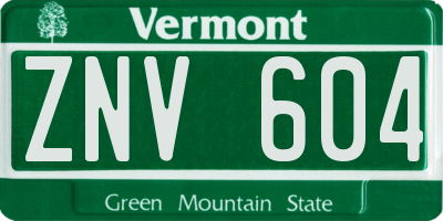 VT license plate ZNV604