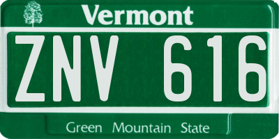 VT license plate ZNV616