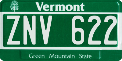 VT license plate ZNV622