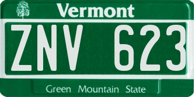 VT license plate ZNV623