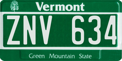 VT license plate ZNV634