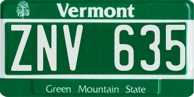 VT license plate ZNV635