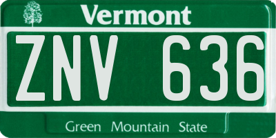 VT license plate ZNV636