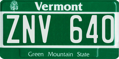 VT license plate ZNV640