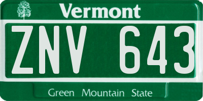 VT license plate ZNV643