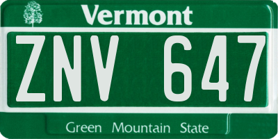 VT license plate ZNV647