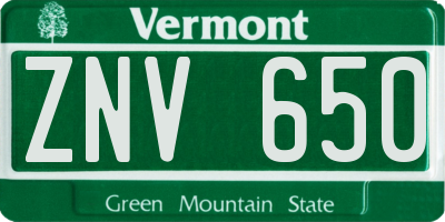 VT license plate ZNV650