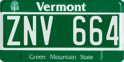 VT license plate ZNV664