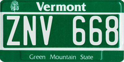 VT license plate ZNV668