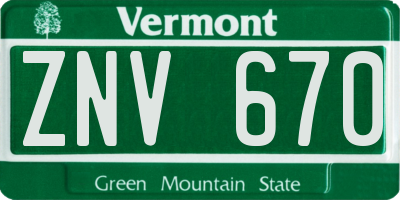 VT license plate ZNV670