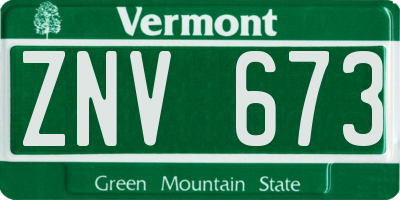 VT license plate ZNV673