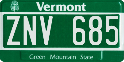VT license plate ZNV685